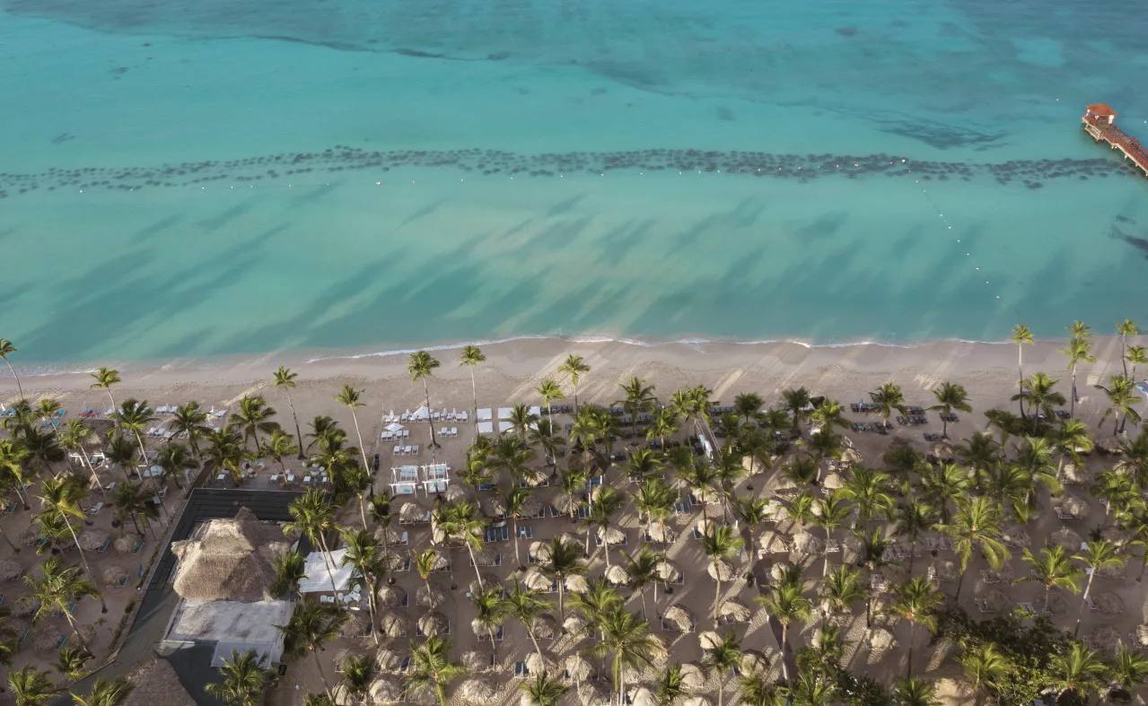 Vista aérea de la costa de Bayahibe